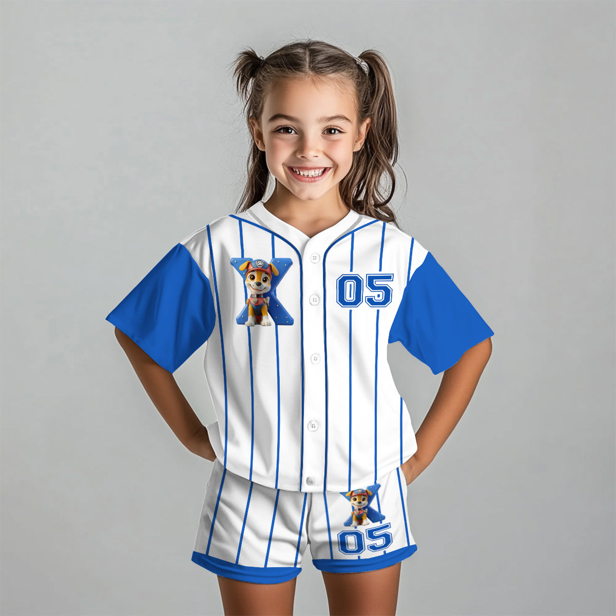 Personalized Paw Patrol Kid Jersey Shirt & Shorts Set - Custom Name Sports Apparel Kid Jersey Shirt & Shorts GradoCreations