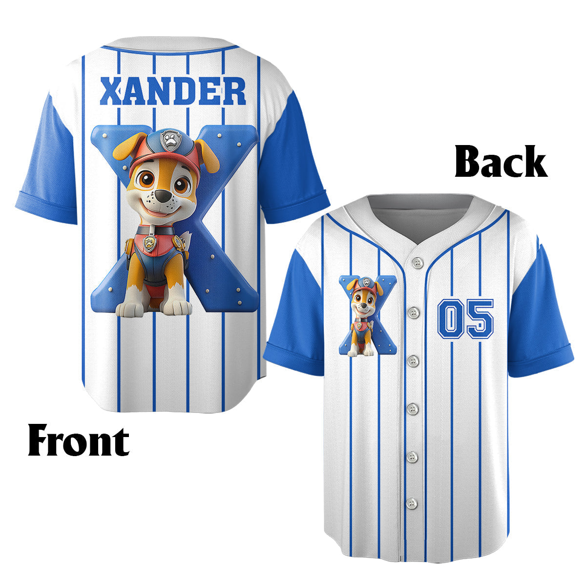 Personalized Paw Patrol Kid Jersey Shirt & Shorts Set - Custom Name Sports Apparel Kid Jersey Shirt & Shorts GradoCreations