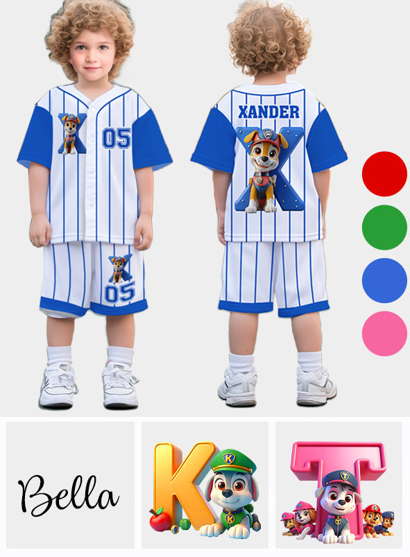 Personalized Paw Patrol Kid Jersey Shirt & Shorts Set - Custom Name Sports Apparel Kid Jersey Shirt & Shorts GradoCreations