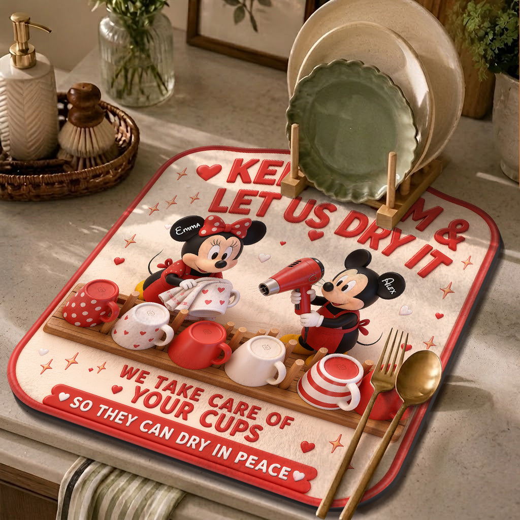 Personalized Cartoon Mouse Drying Mat Custom Name Gift Drying Mat GradoCreations