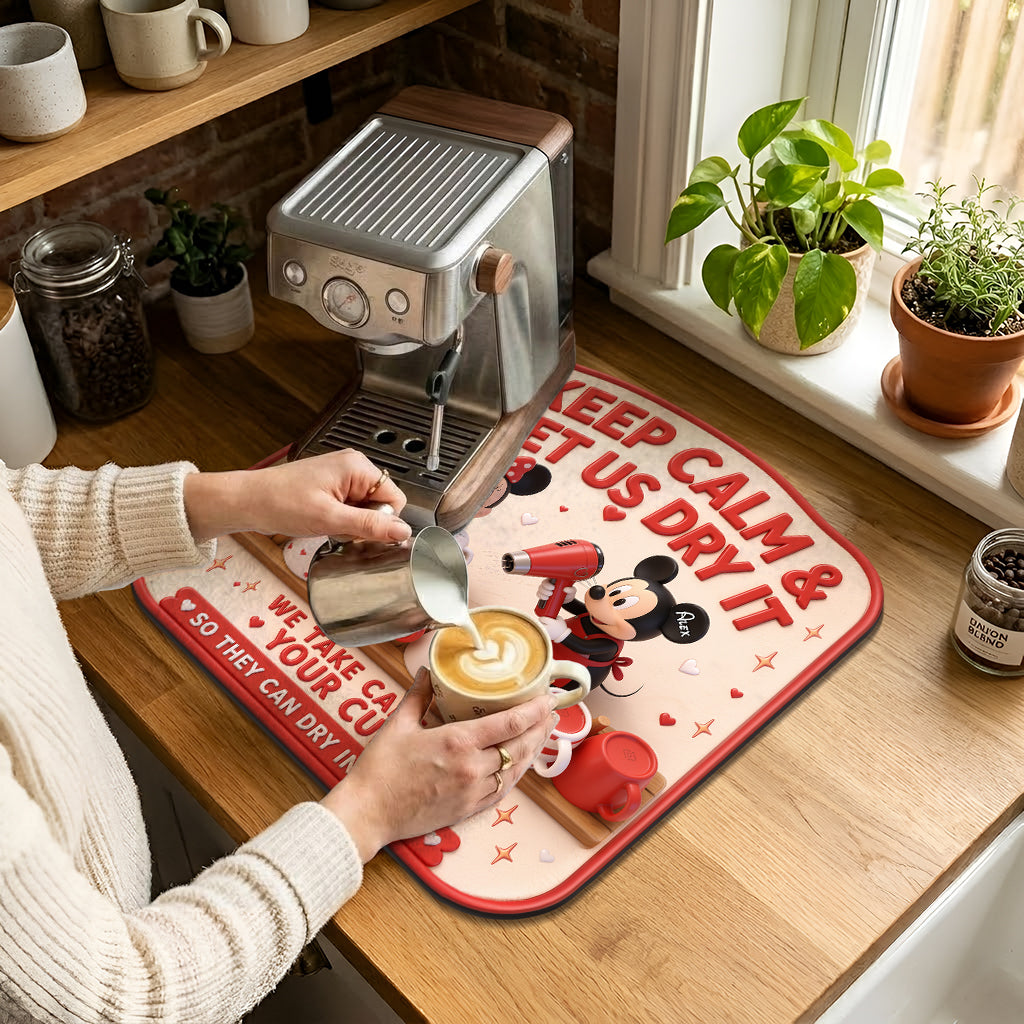 Personalized Cartoon Mouse Drying Mat Custom Name Gift Drying Mat GradoCreations