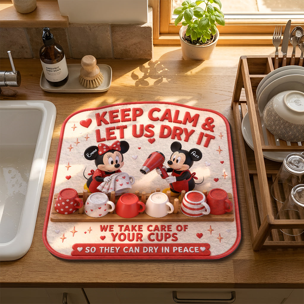 Personalized Cartoon Mouse Drying Mat Custom Name Gift Drying Mat GradoCreations