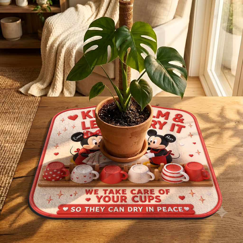 Personalized Cartoon Mouse Drying Mat Custom Name Gift Drying Mat GradoCreations