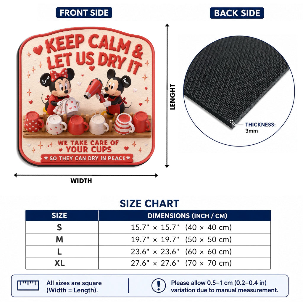 Personalized Cartoon Mouse Drying Mat Custom Name Gift Drying Mat GradoCreations