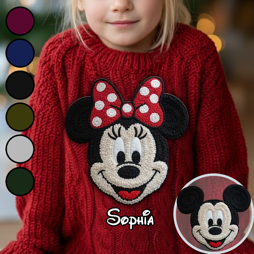 Personalized Kids Ugly Christmas Sweater with Minnie Mouse Design Ugly Sweater GradoCreations