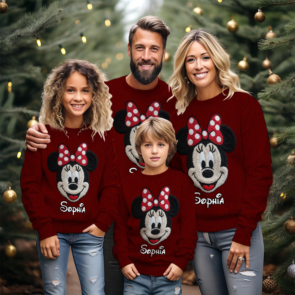 Personalized Kids Ugly Christmas Sweater with Minnie Mouse Design Ugly Sweater GradoCreations
