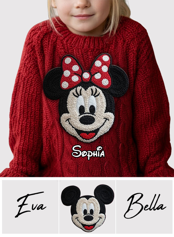 Personalized Kids Ugly Christmas Sweater with Minnie Mouse Design Ugly Sweater GradoCreations