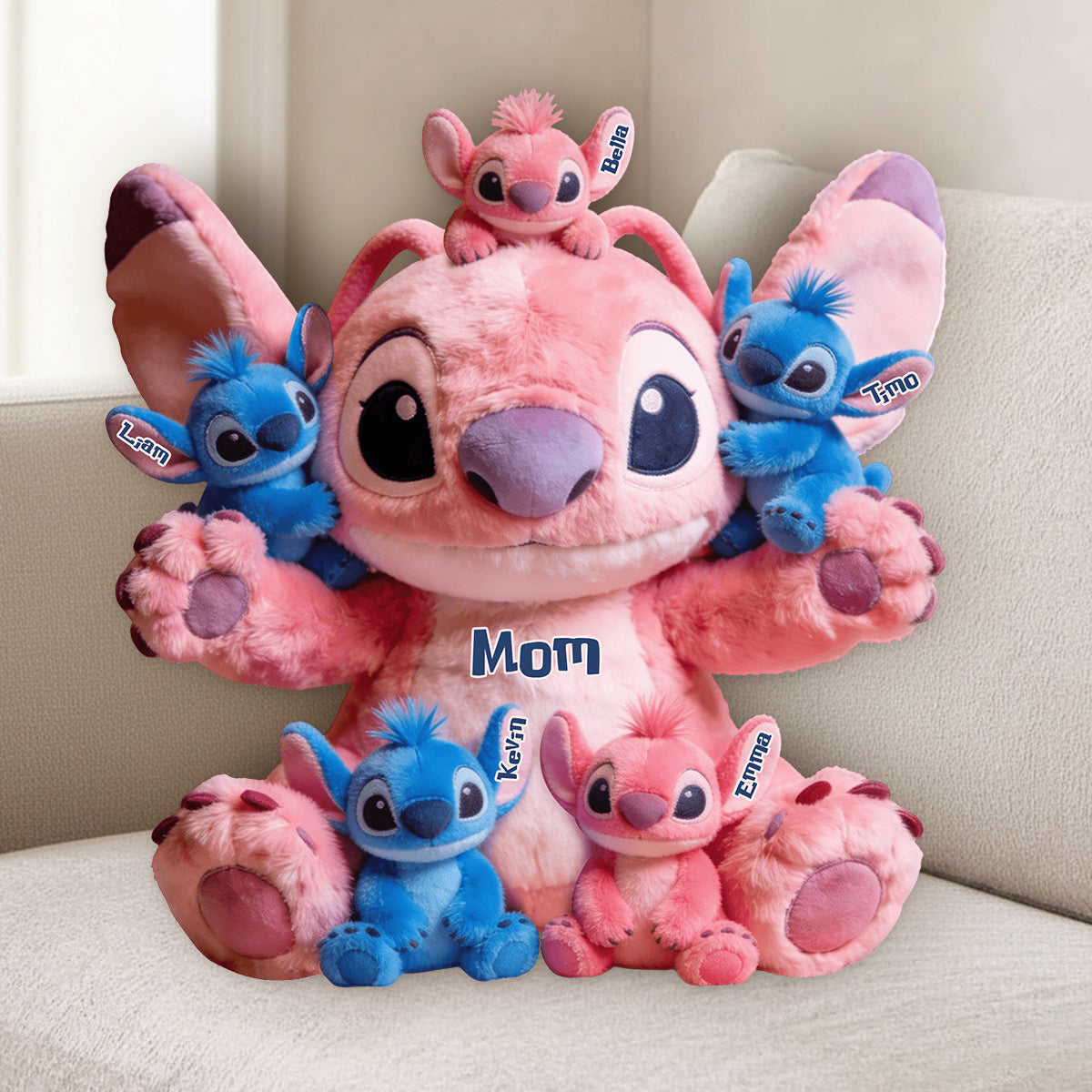 Personalized Ohana Faux Fur Pillow Gift for Mom - Custom Shape Premium Faux Fur Pillow GradoCreations
