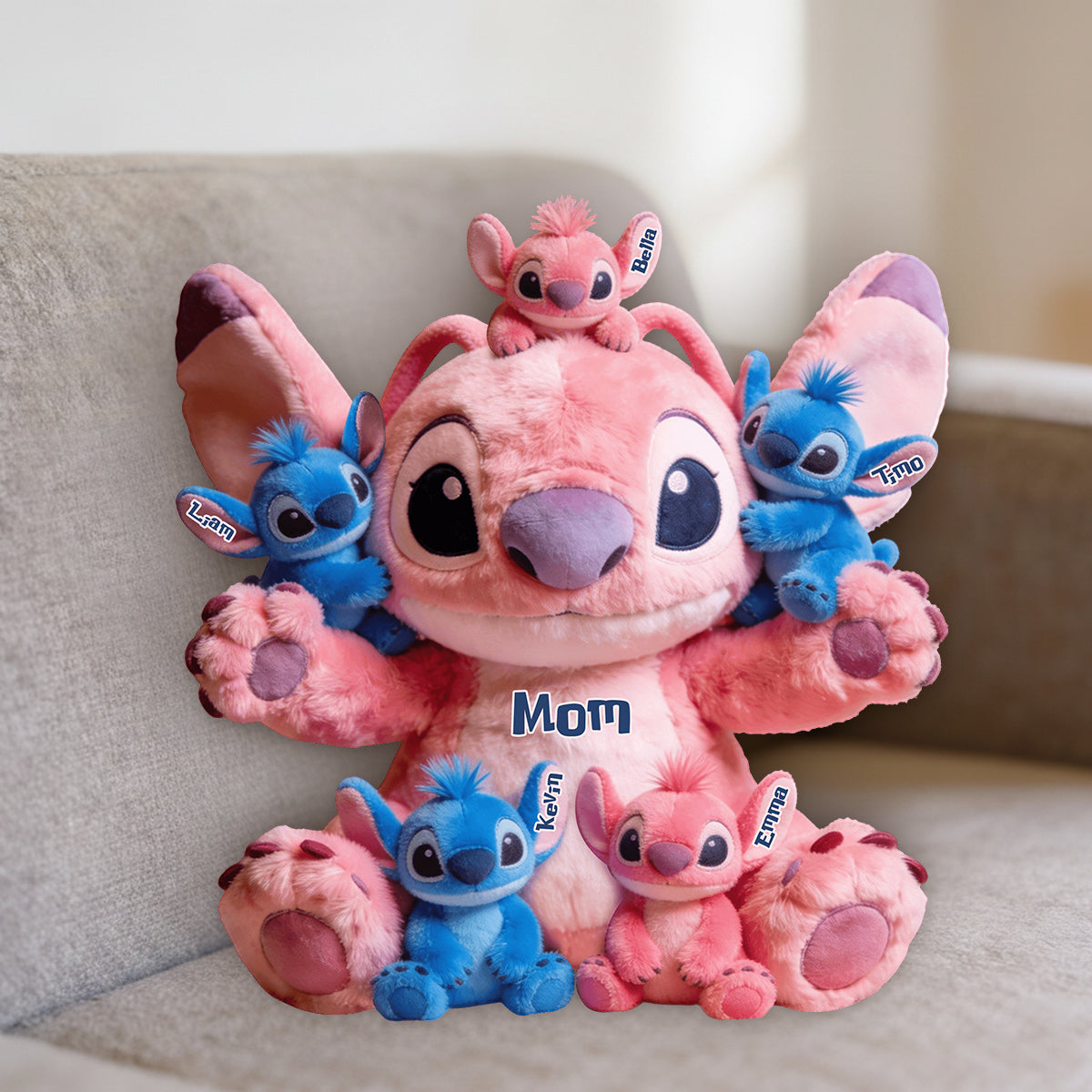 Personalized Ohana Faux Fur Pillow Gift for Mom - Custom Shape Premium Faux Fur Pillow GradoCreations
