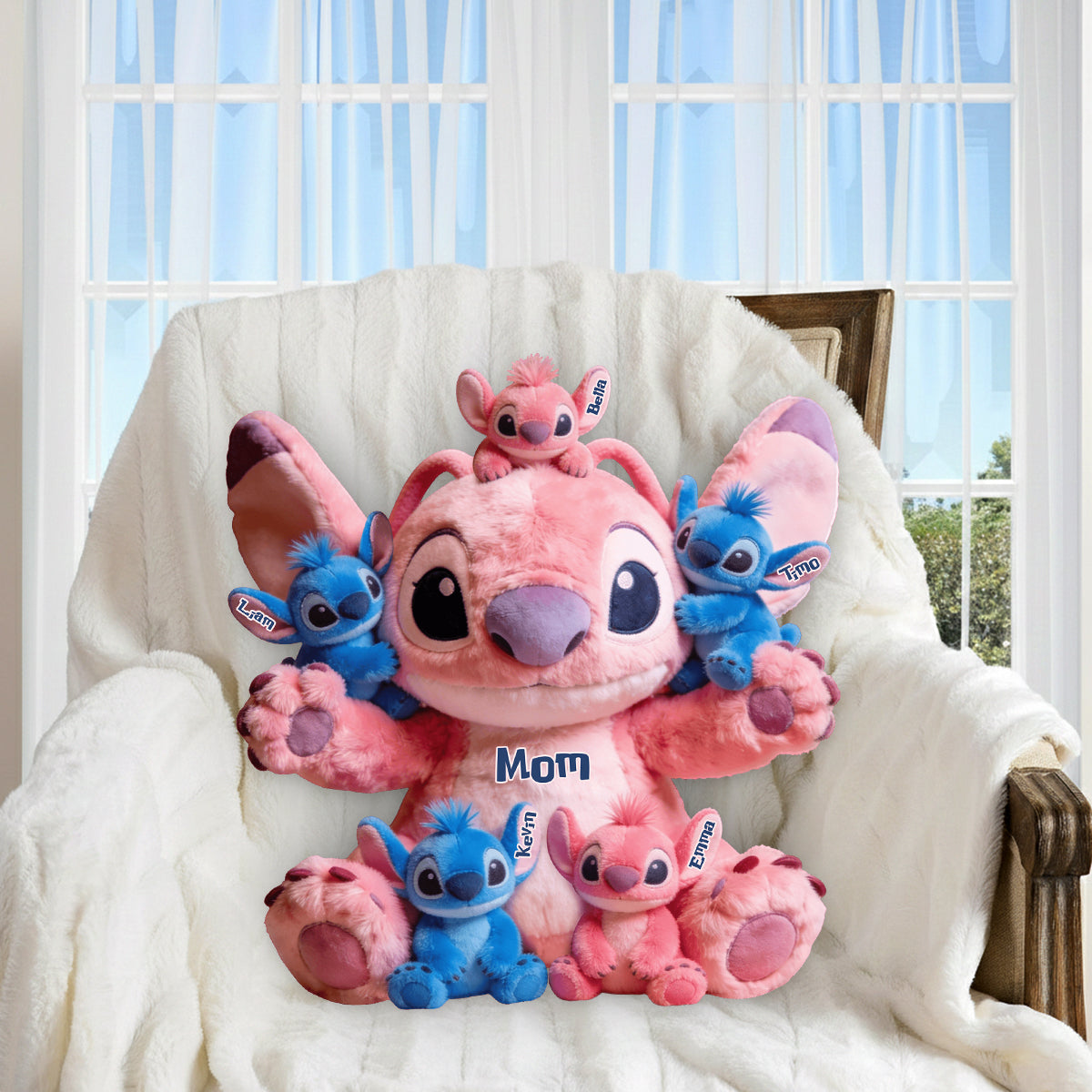 Personalized Ohana Faux Fur Pillow Gift for Mom - Custom Shape Premium Faux Fur Pillow GradoCreations