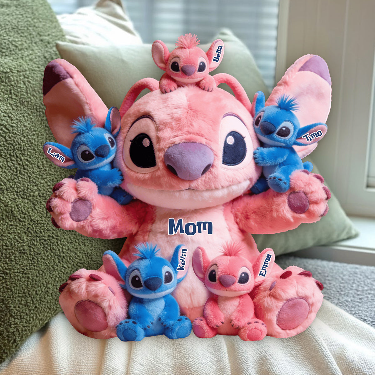 Personalized Ohana Faux Fur Pillow Gift for Mom - Custom Shape Premium Faux Fur Pillow GradoCreations