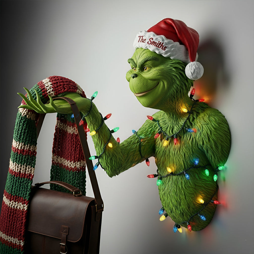 Personalized Grinch Christmas Shaped Hanging Organizer for Home Shaped Hanging Organizer GradoCreations