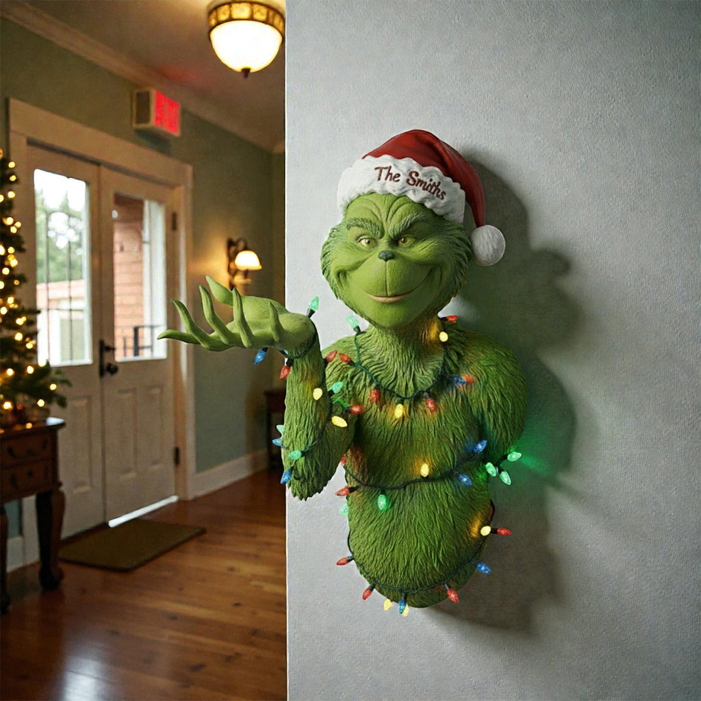 Personalized Grinch Christmas Shaped Hanging Organizer for Home Shaped Hanging Organizer GradoCreations