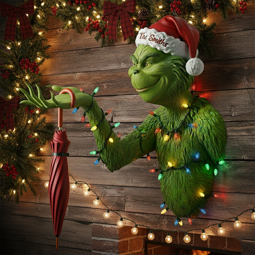 Personalized Grinch Christmas Shaped Hanging Organizer for Home Shaped Hanging Organizer GradoCreations