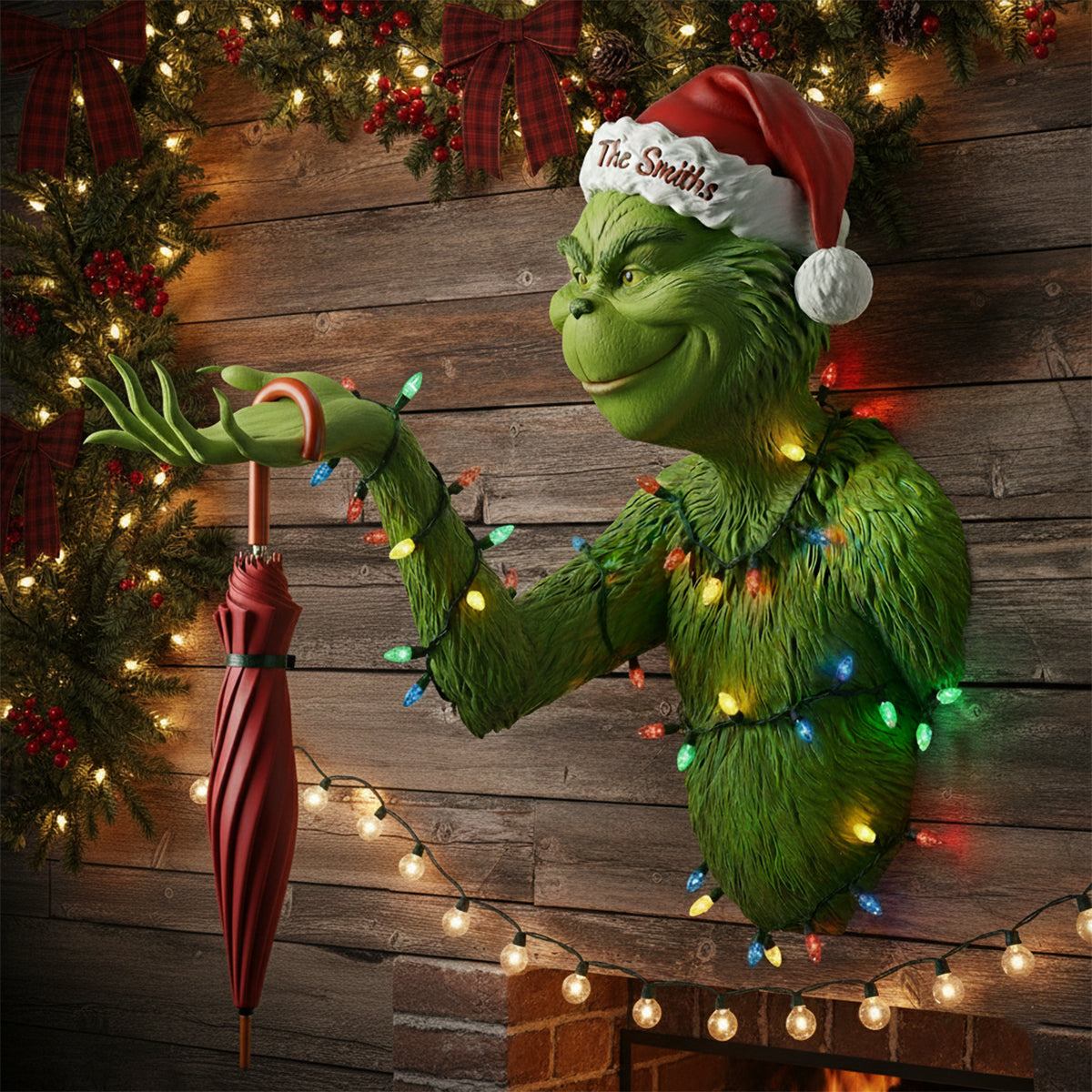 Personalized Grinch Christmas Shaped Hanging Organizer for Home Shaped Hanging Organizer GradoCreations