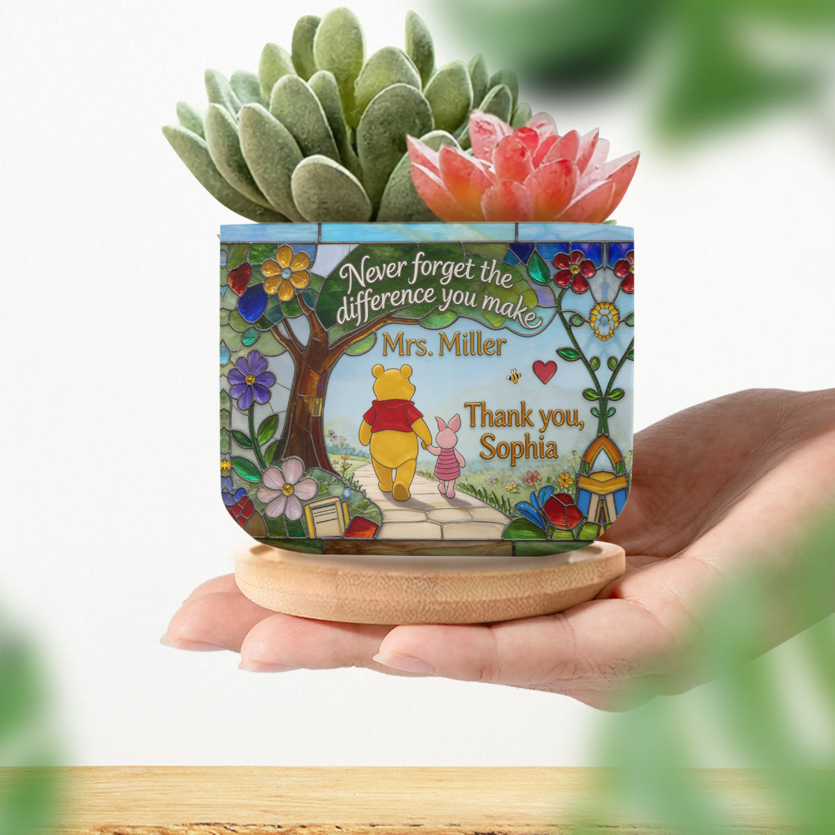 Personalized Ceramic Plant Pot for Teacher Gift Unique Design Ceramic Plant Pot GradoCreations
