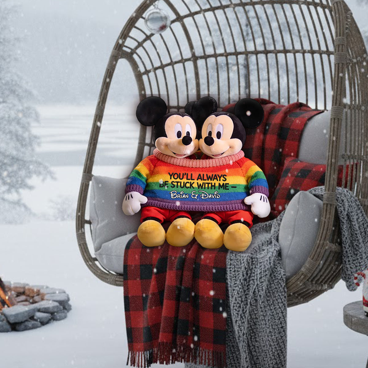 Personalized Mouse Couples Faux Fur Pillow Custom Gift Premium Faux Fur Pillow GradoCreations