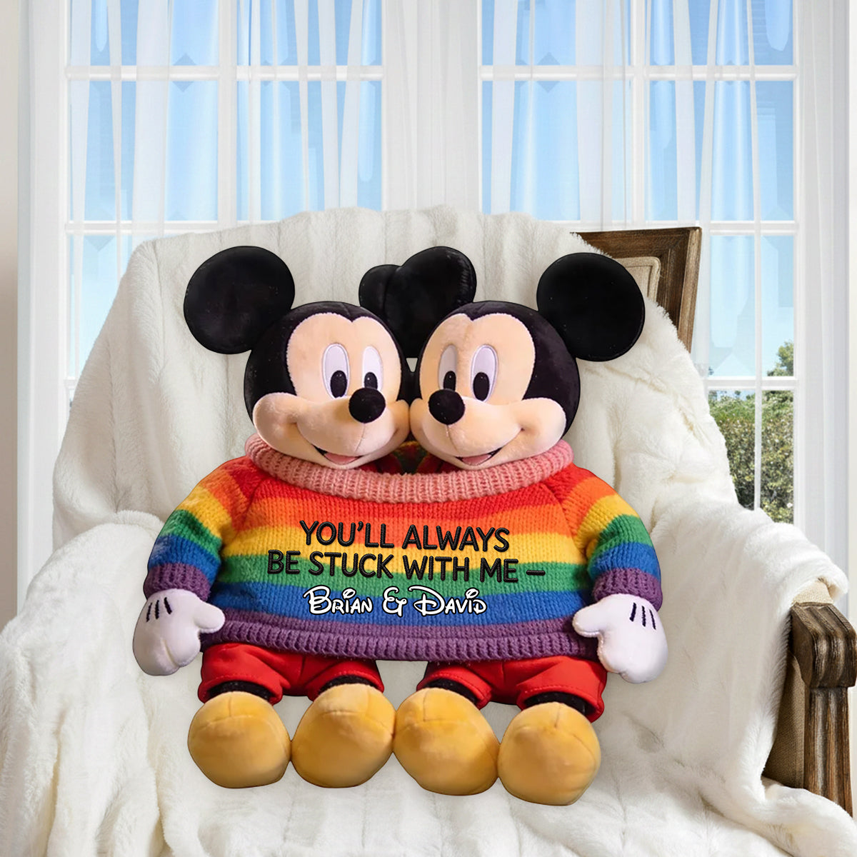Personalized Mouse Couples Faux Fur Pillow Custom Gift Premium Faux Fur Pillow GradoCreations
