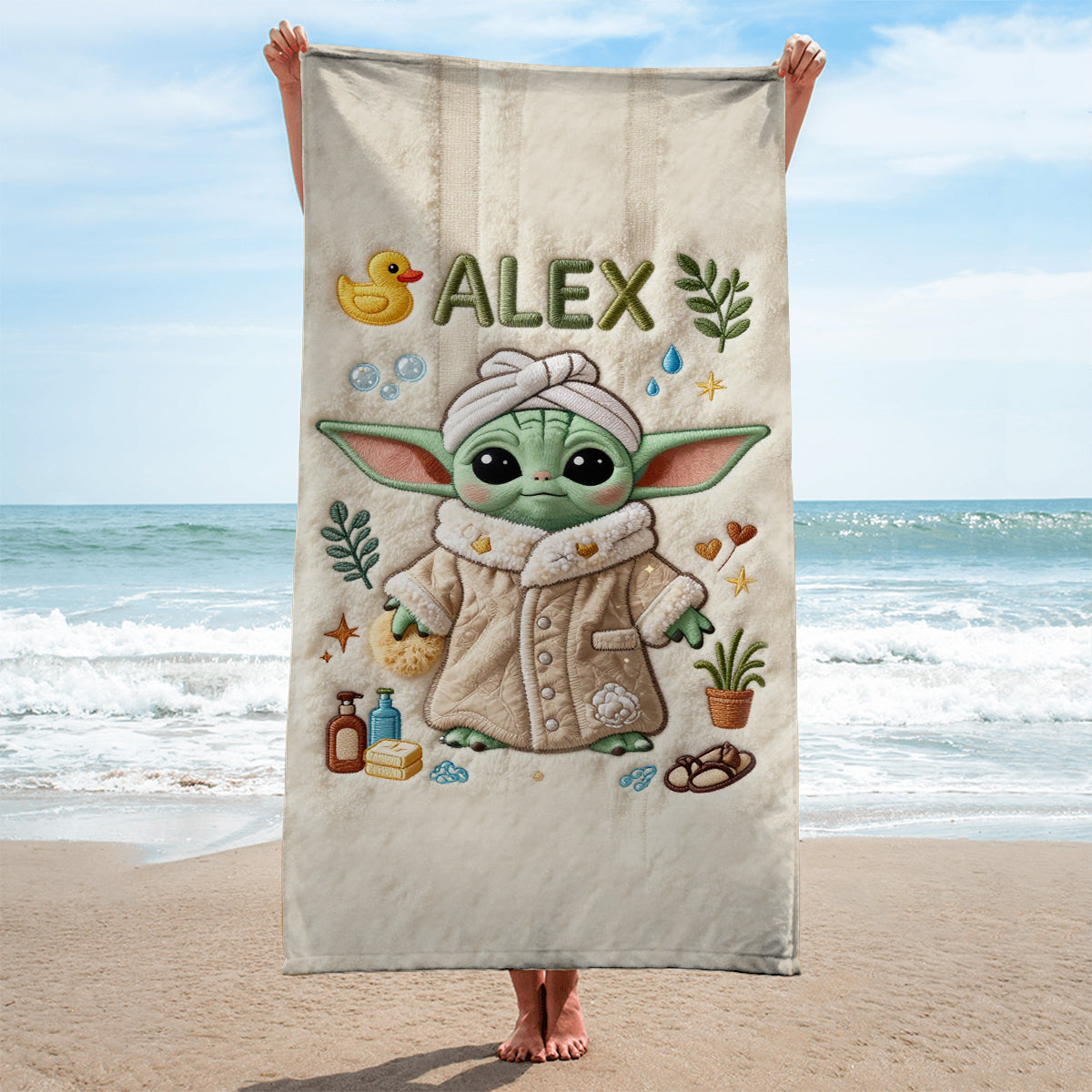 Personalized Quick-Dry Beach Towel with Fun Character Design Beach Towel GradoCreations