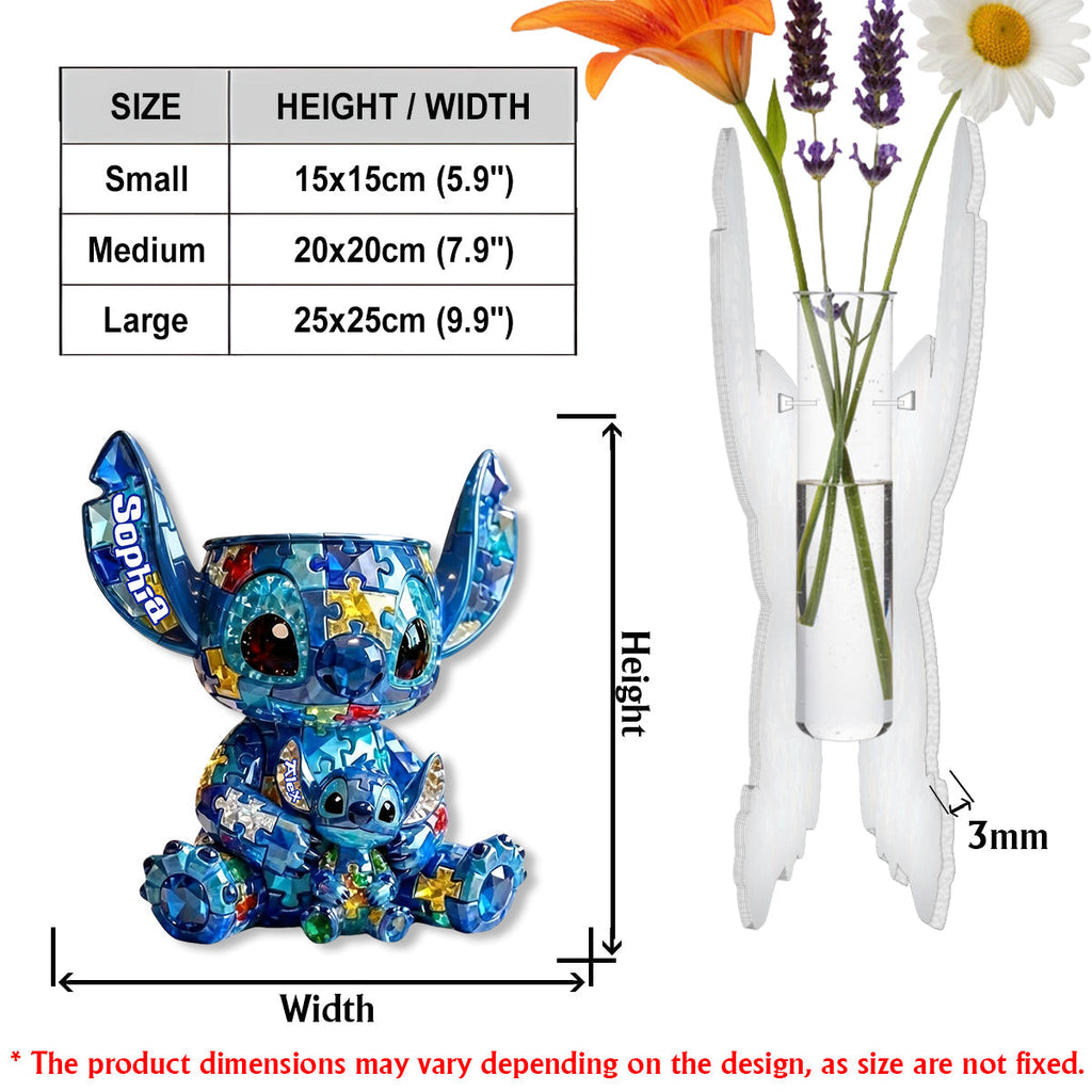 Personalized Autism Awareness Acrylic Flower Vase Custom Shape Custom Shape Acrylic Flower Vase GradoCreations