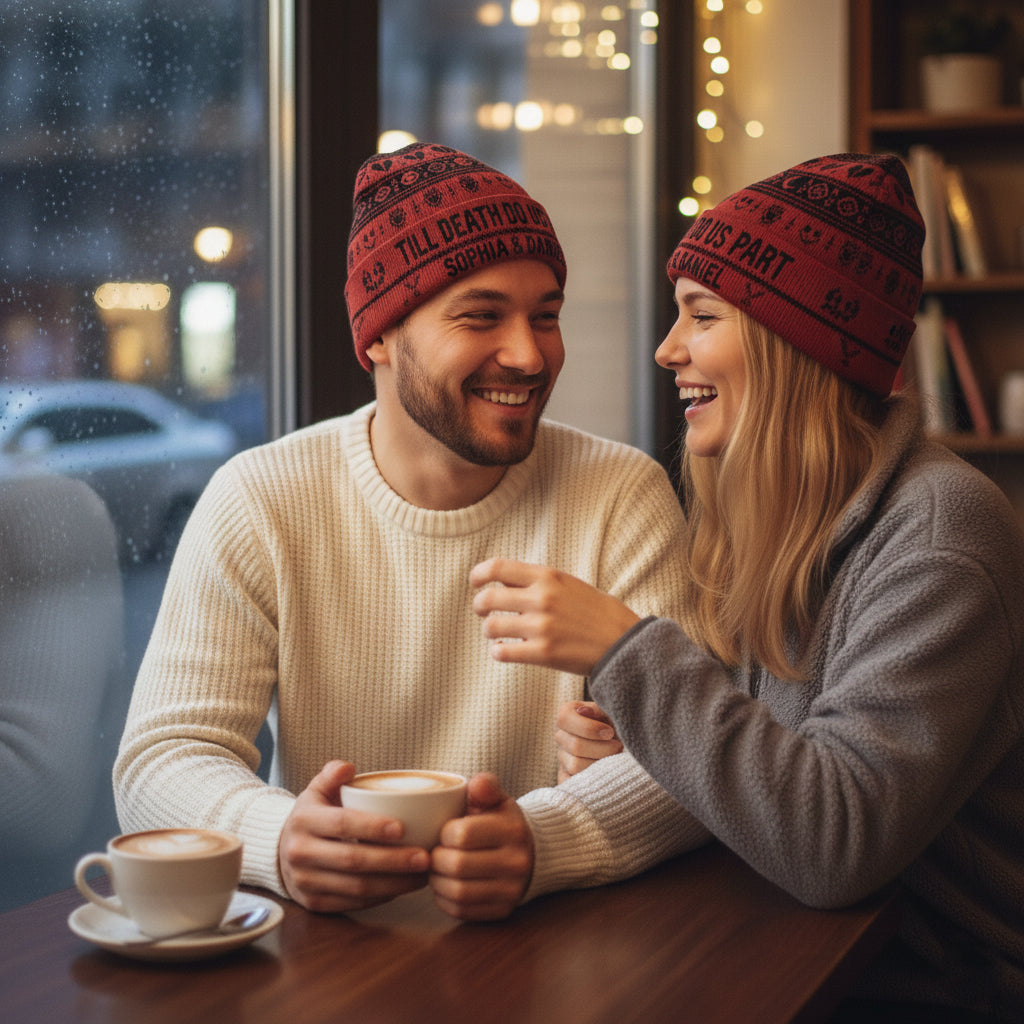 Personalized Till Death Do Us Part Beanie Hat Gift for Couples Beanie Hat GradoCreations
