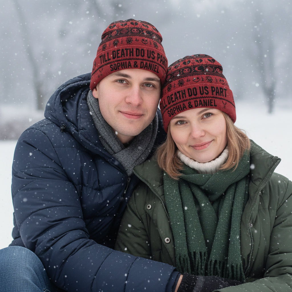 Personalized Till Death Do Us Part Beanie Hat Gift for Couples Beanie Hat GradoCreations