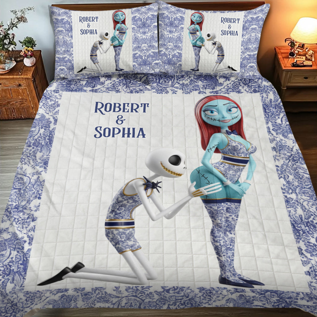 Personalized Nightmare Quilt Set with Custom Names for Couples Quilt Set GradoCreations