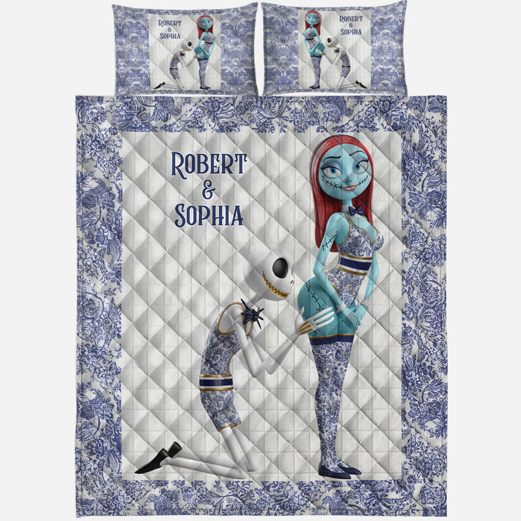 Personalized Nightmare Quilt Set with Custom Names for Couples Quilt Set GradoCreations