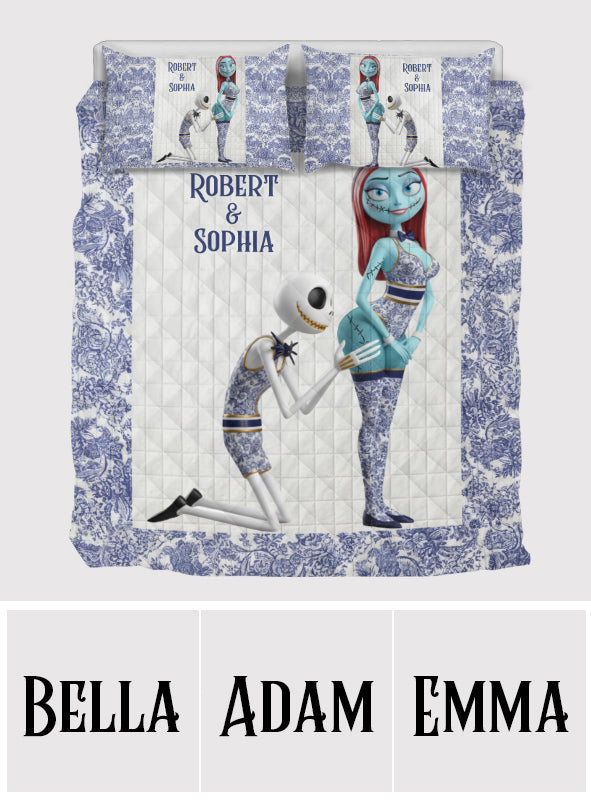 Personalized Nightmare Quilt Set with Custom Names for Couples Quilt Set GradoCreations