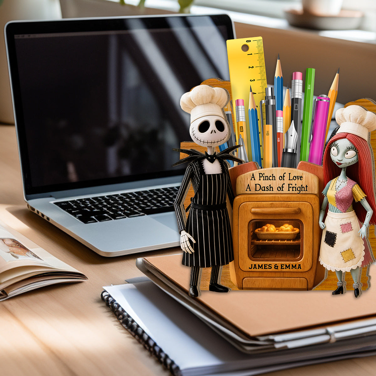 Personalized Wooden Desk Organizer for Couples - Unique Gift Idea Wooden Pen Holder GradoCreations