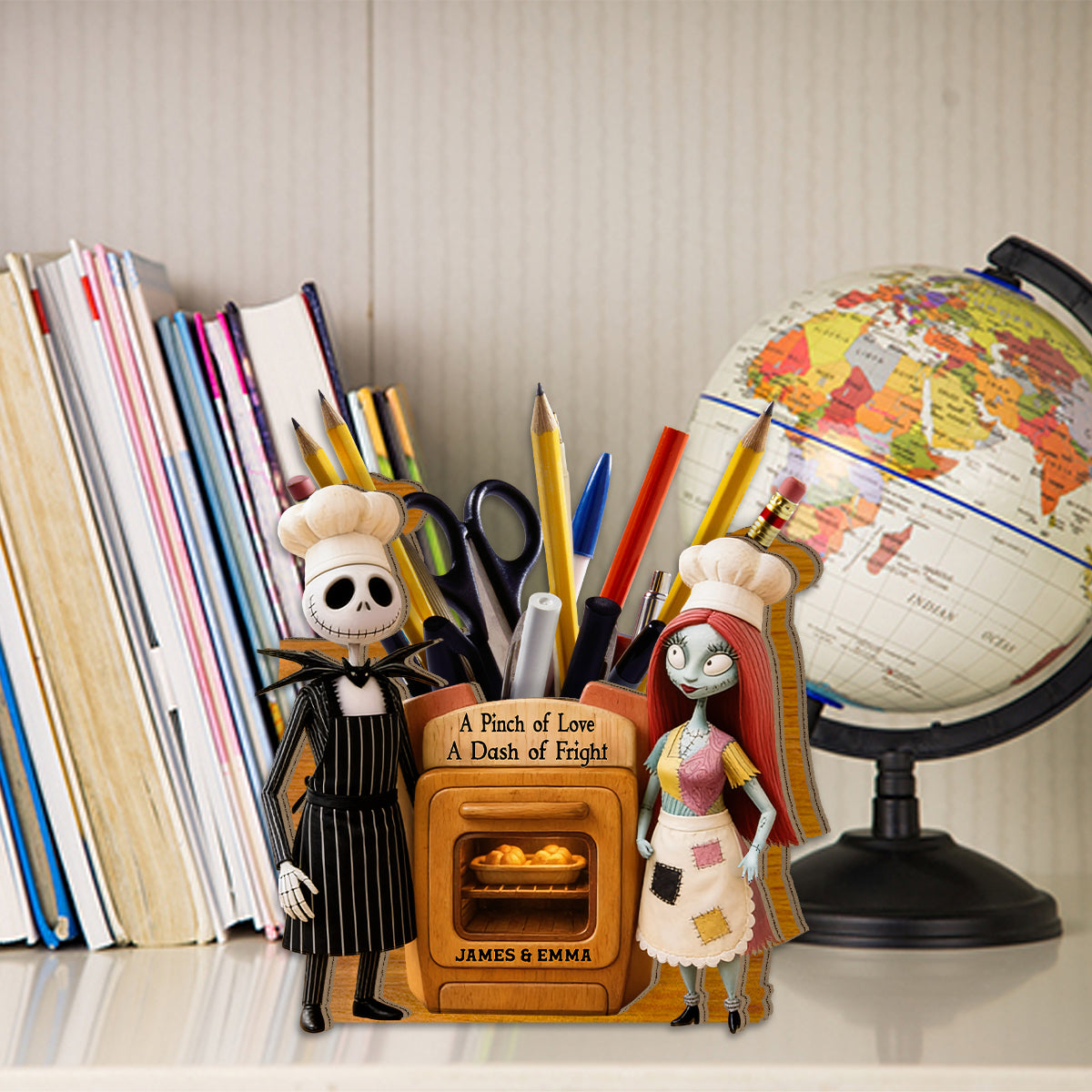 Personalized Wooden Desk Organizer for Couples - Unique Gift Idea Wooden Pen Holder GradoCreations