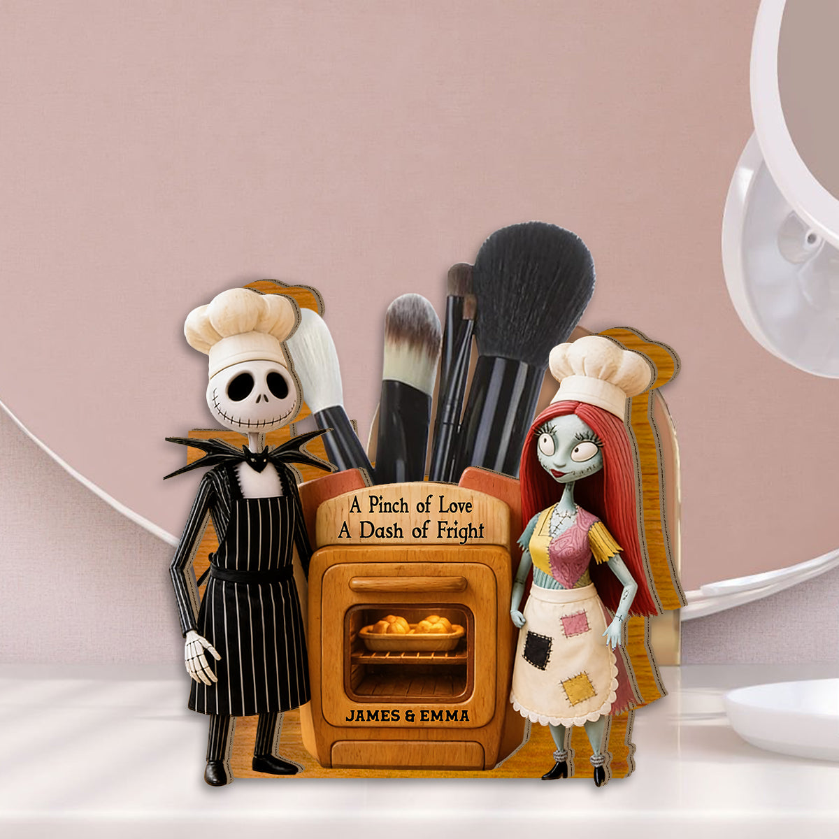 Personalized Wooden Desk Organizer for Couples - Unique Gift Idea Wooden Pen Holder GradoCreations