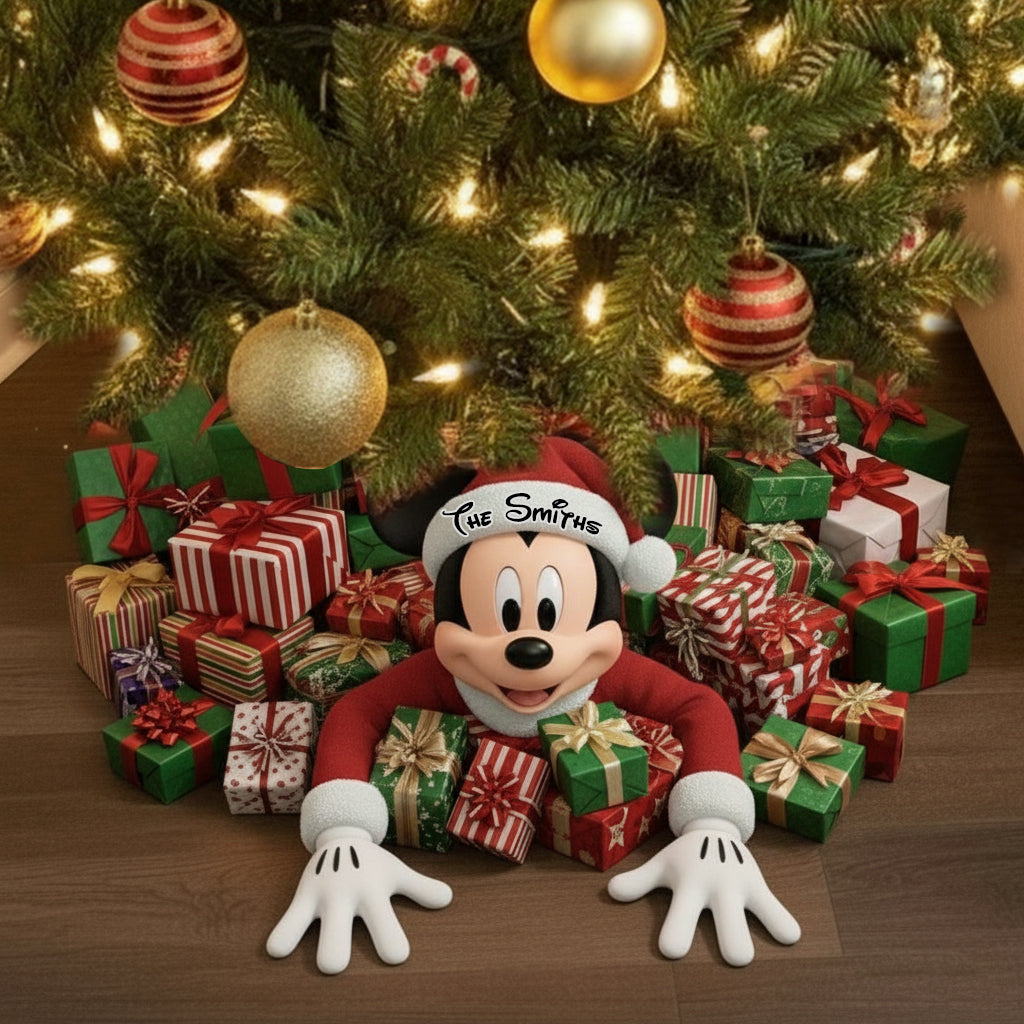 Personalized Mouse Shaped Tree Skirt Custom Name Holiday Décor Shaped Tree Skirt GradoCreations