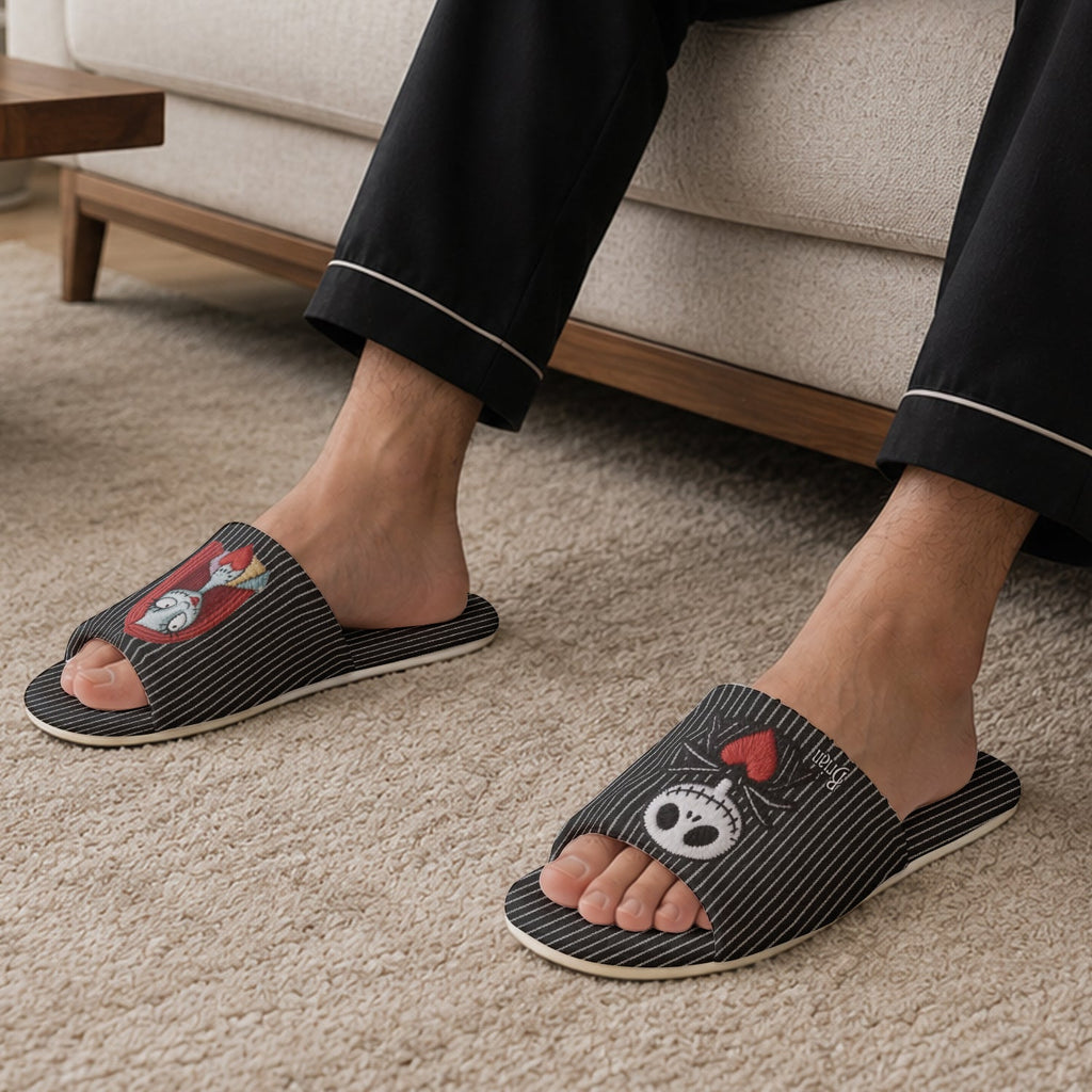 Personalized Nightmare Open-Toe Slippers for Couples | Unique Gift Open-Toe Slippers GradoCreations
