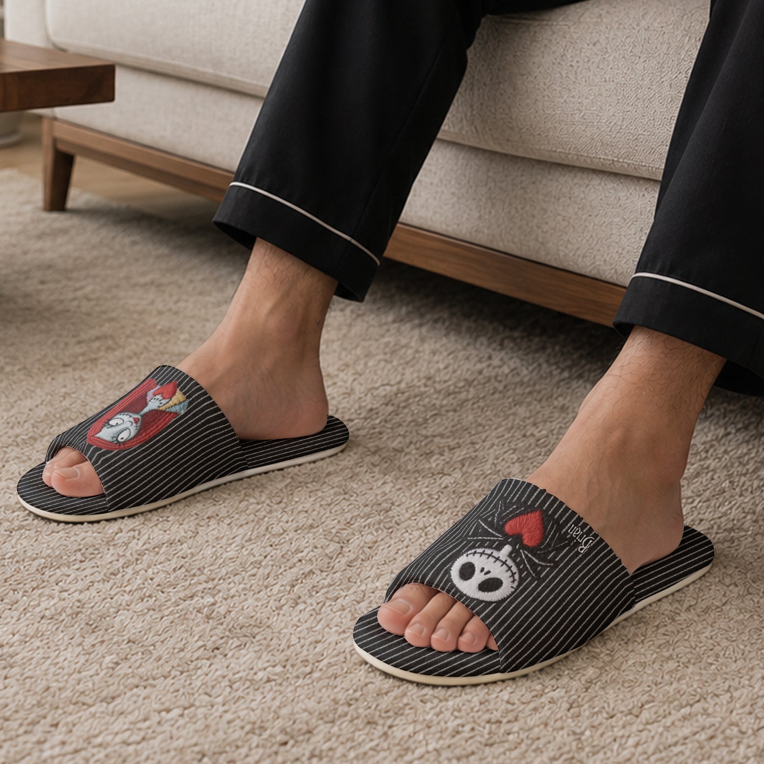 Personalized Nightmare Open-Toe Slippers for Couples | Unique Gift Open-Toe Slippers GradoCreations