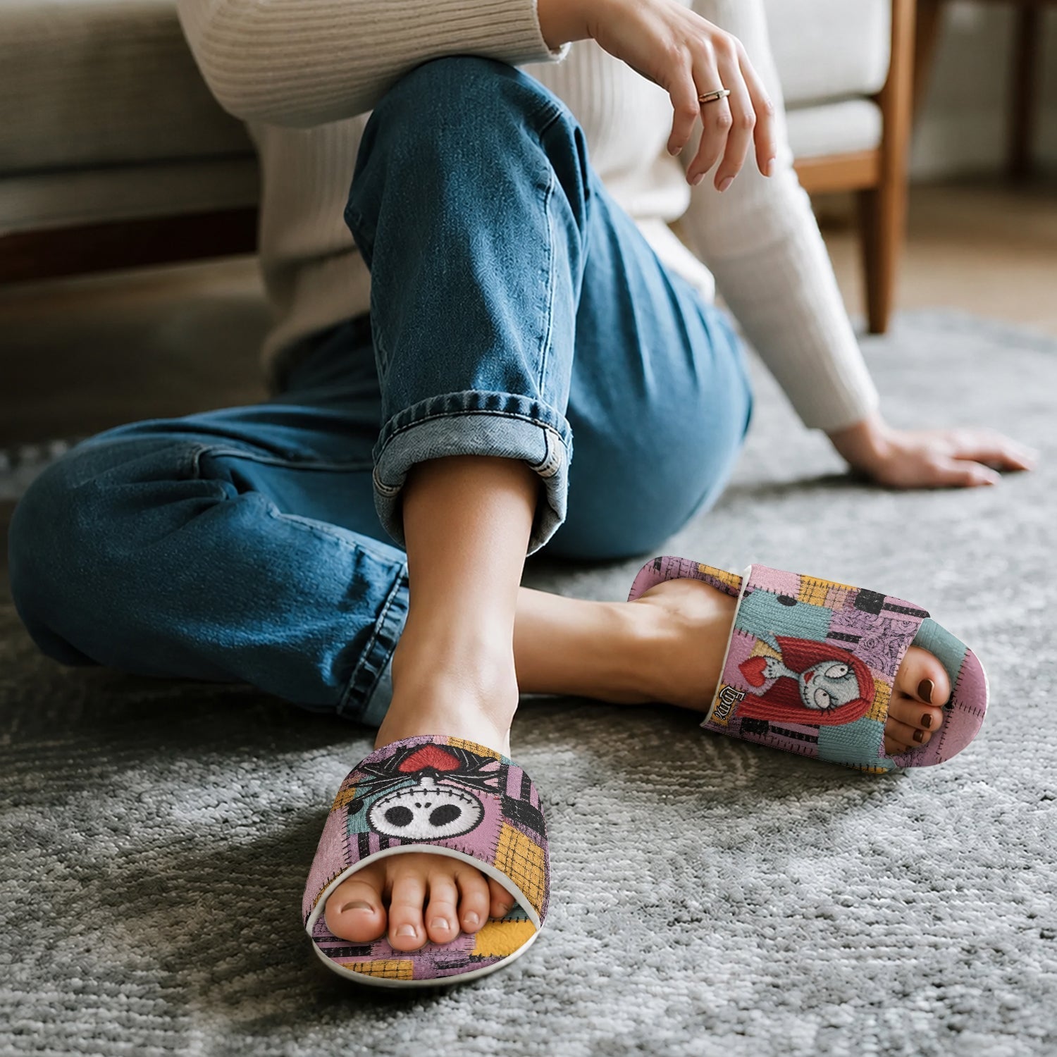 Personalized Nightmare Open-Toe Slippers for Couples | Unique Gift Open-Toe Slippers GradoCreations