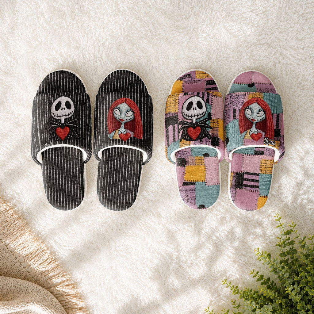 Personalized Nightmare Open-Toe Slippers for Couples | Unique Gift Open-Toe Slippers GradoCreations