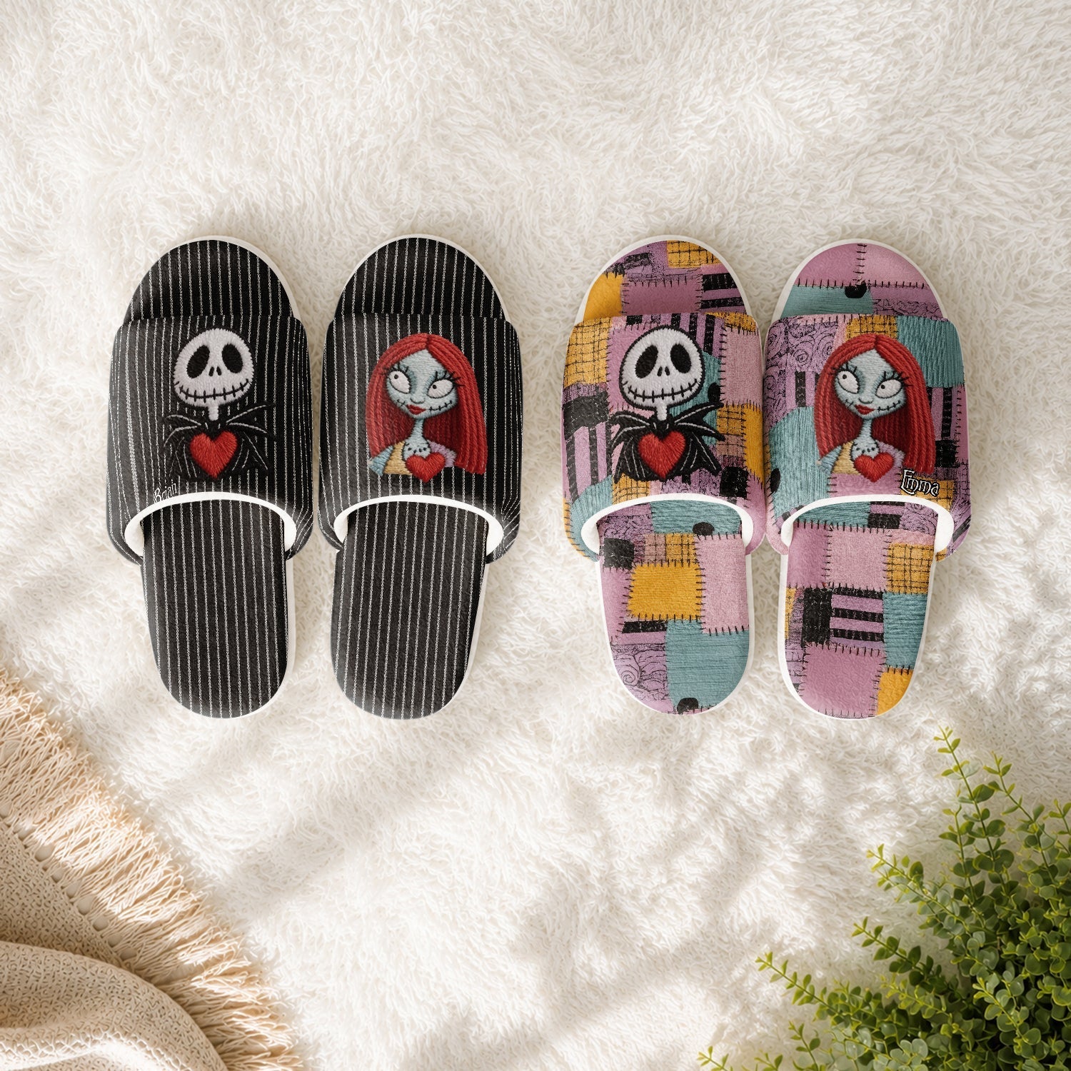 Personalized Nightmare Open-Toe Slippers for Couples | Unique Gift Open-Toe Slippers GradoCreations