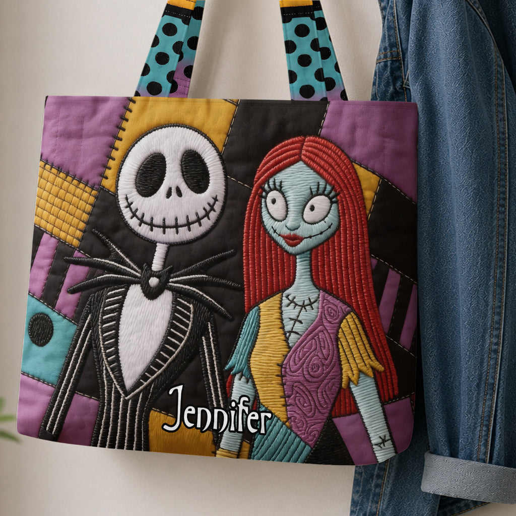 Personalized Nightmare Quilted Tote Bag Custom Name Gift Quilted Tote Bag GradoCreations