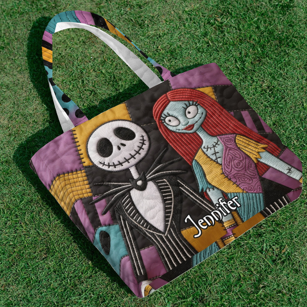 Personalized Nightmare Quilted Tote Bag Custom Name Gift Quilted Tote Bag GradoCreations