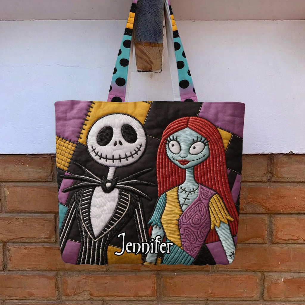 Personalized Nightmare Quilted Tote Bag Custom Name Gift Quilted Tote Bag GradoCreations