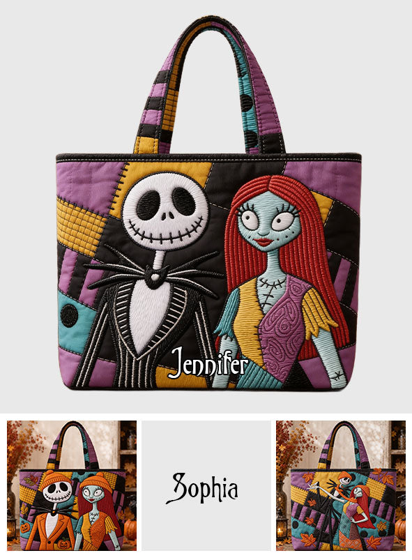 Personalized Nightmare Quilted Tote Bag Custom Name Gift Quilted Tote Bag GradoCreations