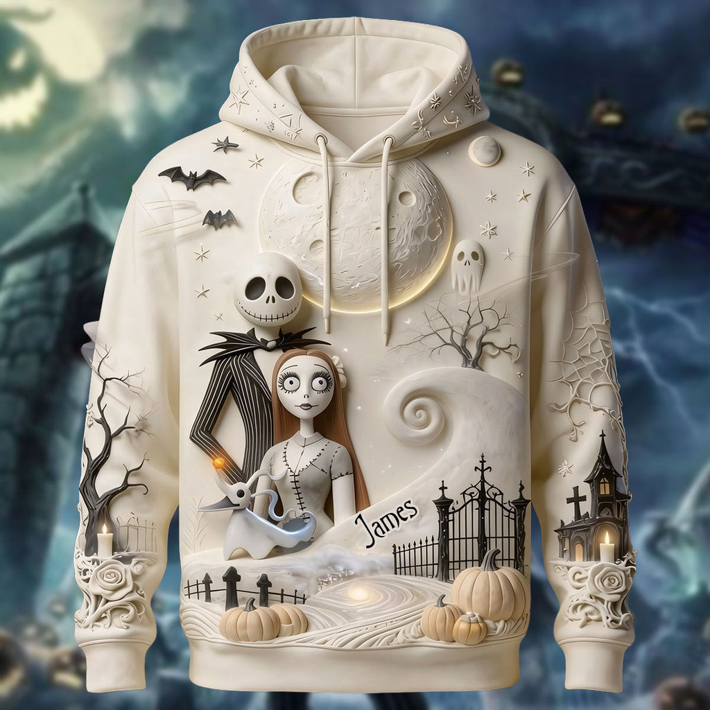Personalized Spooky Love All Over Shirt Custom Name Gift for Couples AOP Shirt GradoCreations
