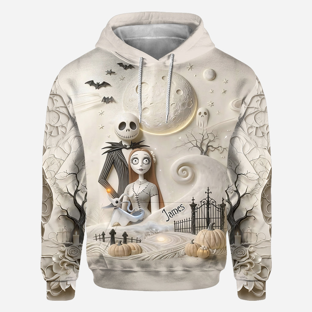 Personalized Spooky Love All Over Shirt Custom Name Gift for Couples AOP Shirt GradoCreations