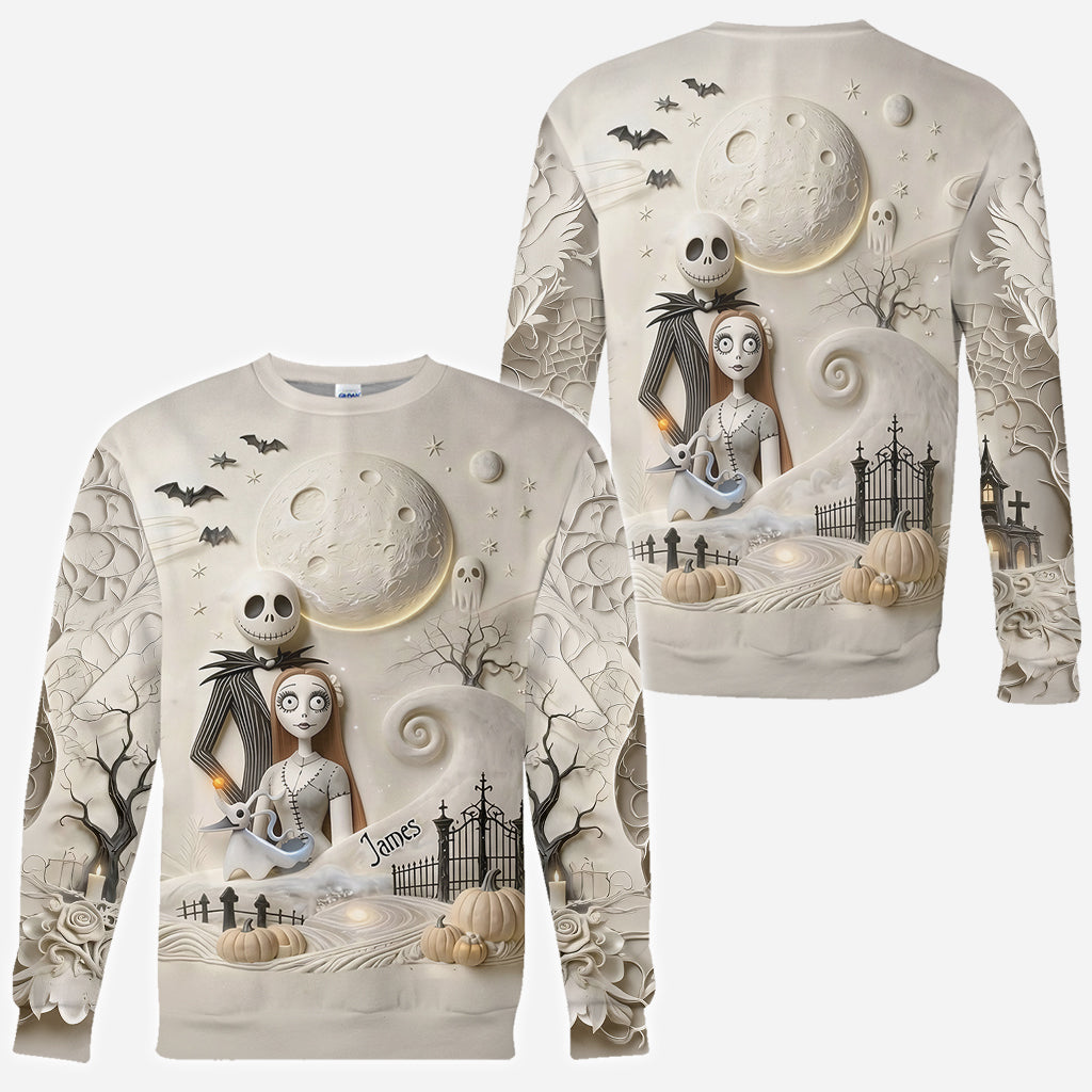 Personalized Spooky Love All Over Shirt Custom Name Gift for Couples AOP Shirt GradoCreations