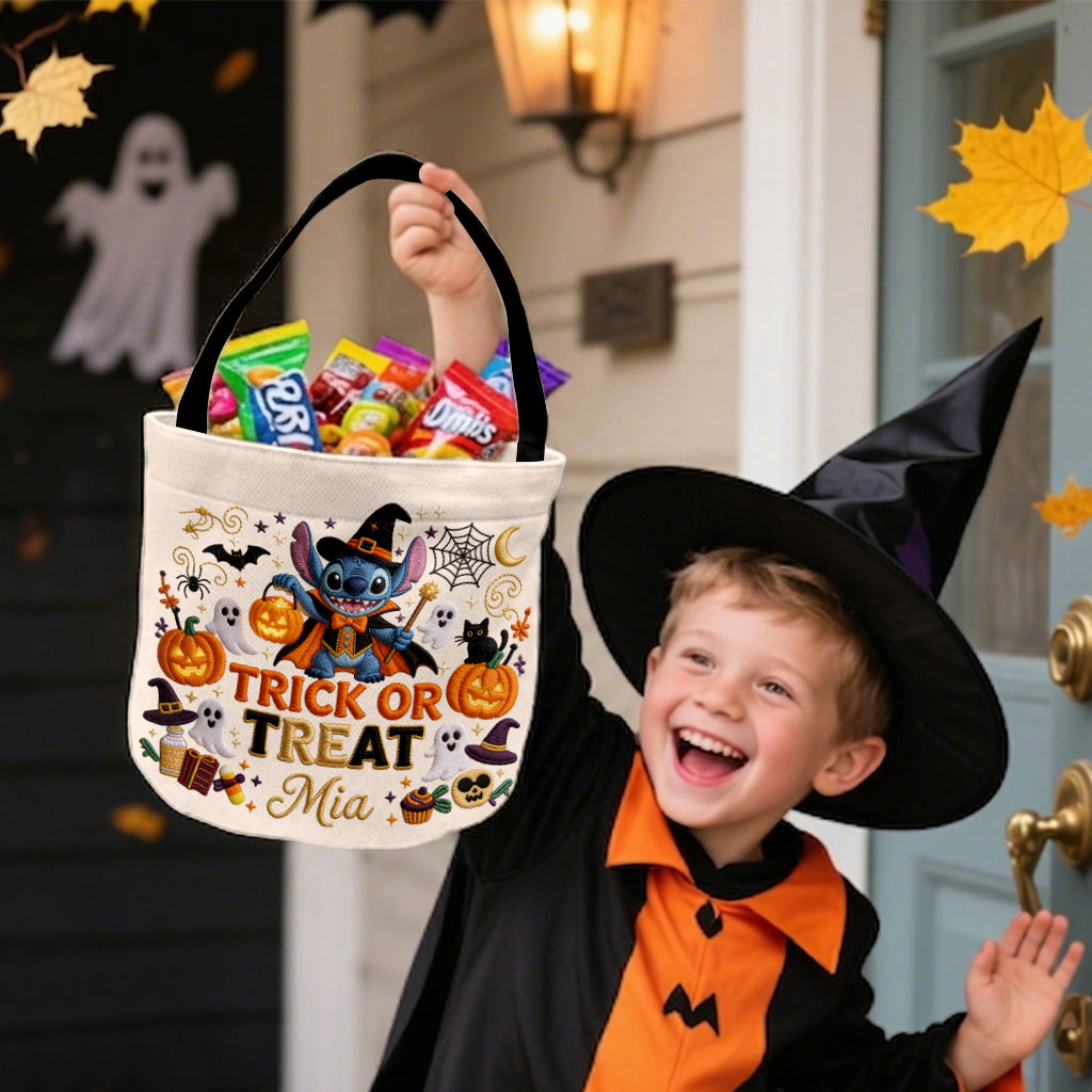 Personalized Trick or Treat Canvas Bucket Bag for Kids Canvas Bucket Bag GradoCreations