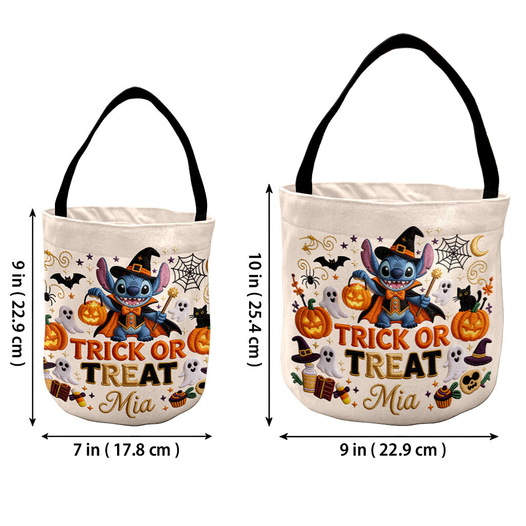 Personalized Trick or Treat Canvas Bucket Bag for Kids Canvas Bucket Bag GradoCreations