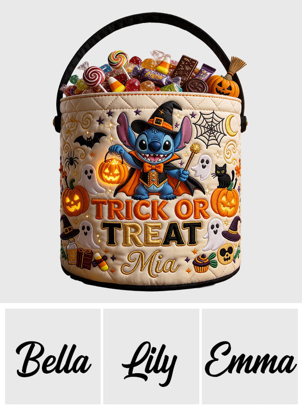Personalized Trick or Treat Canvas Bucket Bag for Kids Canvas Bucket Bag GradoCreations