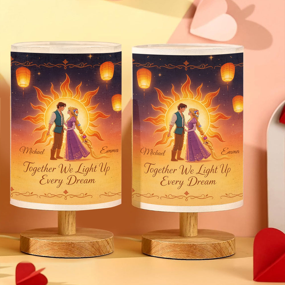 Personalized Soft Glow Table Lamp with Wood Base for Couples Tableside Lamp With Wood Base GradoCreations