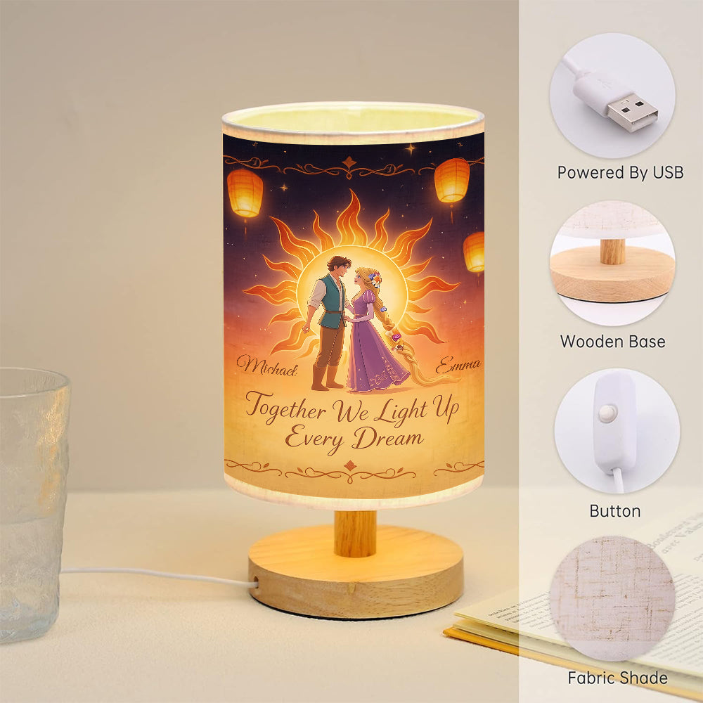Personalized Soft Glow Table Lamp with Wood Base for Couples Tableside Lamp With Wood Base GradoCreations